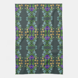 Deep Turquoise Floral Geschirrtuch