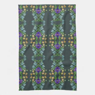 Deep Turquoise Floral Geschirrtuch