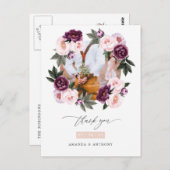 Deep Velvet & Blush Pink Blumenzwiebeln Vielen Dan Postkarte (Vorne/Hinten)