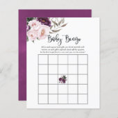 Deep Velvet Floral Baby Dusche Bingo (Vorne/Hinten)