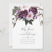 Deep Velvet Floral Baby Dusche Einladung (Vorderseite)