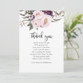 Deep Velvet Floral Baby Dusche Vielen Dank Einladung (Stehend Vorderseite)