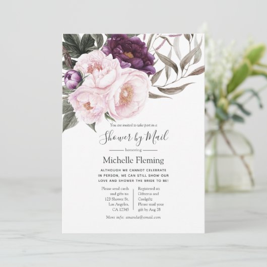 Deep Velvet Floral Baby oder Brautparty per Mail Einladung (Stehend Vorderseite)