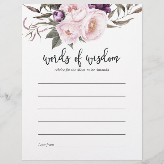 Deep Velvet Floral Babyduschhilfe für Mama (Vorderseite)