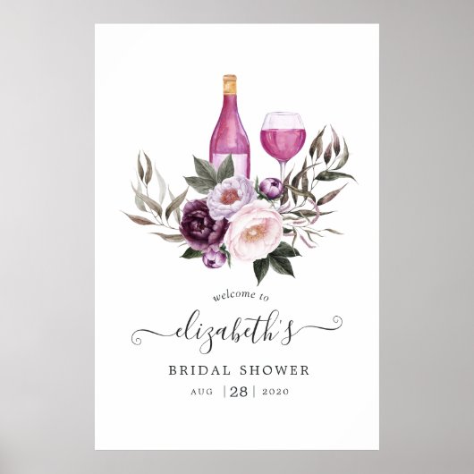 Deep Velvet Floral Brautparty Willkommen Poster (Vorne)