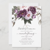 Deep Velvet Floral First Heilige Kommune Einladung (Vorderseite)