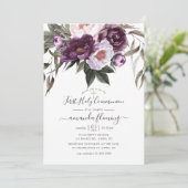 Deep Velvet Floral First Heilige Kommune Einladung (Stehend Vorderseite)