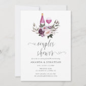 Deep Velvet Floral Paare Dusche Weinprobe Einladung (Vorderseite)