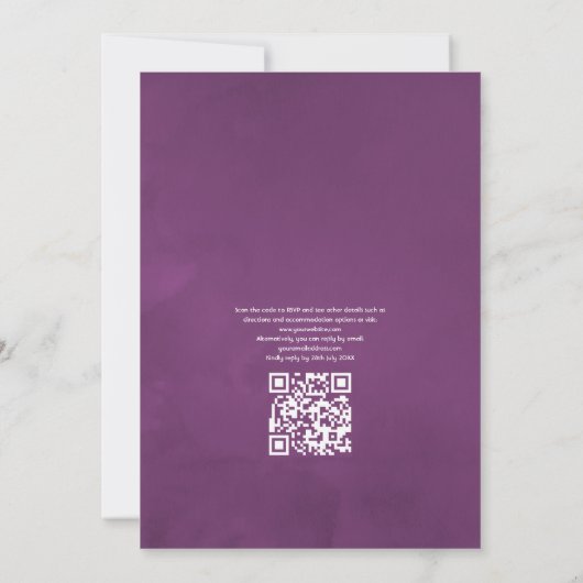 Deep Velvet Floral QR Code UAWG Wedding Einladung (Rückseite)