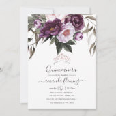 Deep Velvet Floral Quinceañera Einladung (Vorderseite)