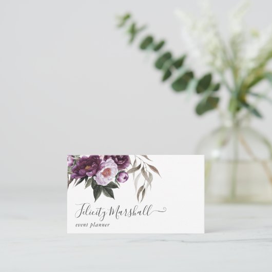 Deep Velvet Floral Visitenkarte (Stehend Vorderseite)