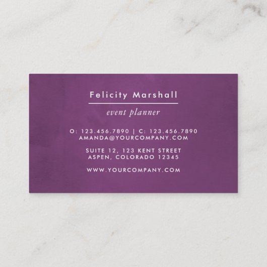 Deep Velvet Floral Visitenkarte (Rückseite)