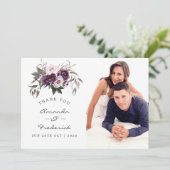Deep Velvet Floral Wedding Dankeskarte (Stehend Vorderseite)