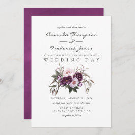 Deep Velvet Floral Wedding Einladung