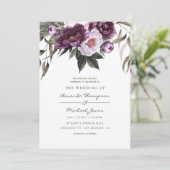 Deep Velvet Floral Wedding Einladung (Stehend Vorderseite)