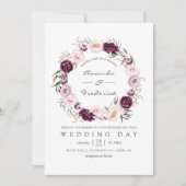 Deep Velvet Floral Wedding Einladung (Vorderseite)