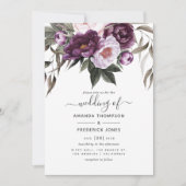 Deep Velvet Floral Wedding Einladung (Vorderseite)