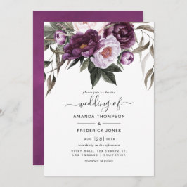 Deep Velvet Floral Wedding Einladung