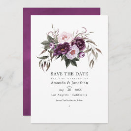 Deep Velvet Floral Wedding Foto Save The Date