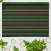 Deep Vintage Striped Green Pattern Kitchen Towel Geschirrtuch (Gefaltet)