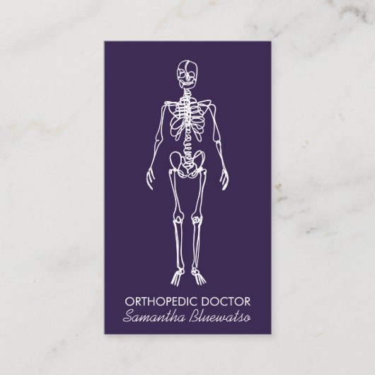 Deep Violet lila Arzt Skeleton orthopädisch Visitenkarte (Vorderseite)