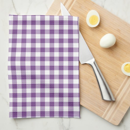 Deep Violet Lila und White Gingham Pattern Handtuch (Viertel Falte)