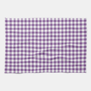 Deep Violet Lila und White Gingham Pattern Handtuch