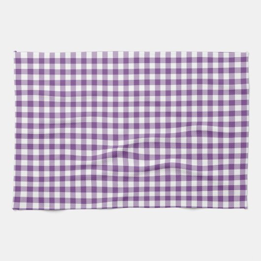 Deep Violet Lila und White Gingham Pattern Handtuch (Horizontal)