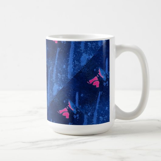 "Deep Waters #3 on Pink Tiled" Abstract Design Tas Kaffeetasse (Rechts)