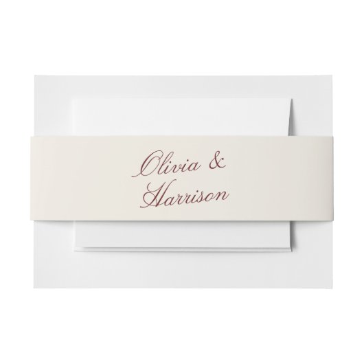 Deep Wine Classic Calligraphy Wedding Einladungsbanderole (Vorderseite Beispiel)