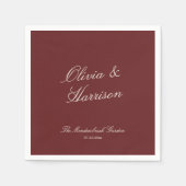 Deep Wine Classic Calligraphy Wedding Serviette (Vorderseite)