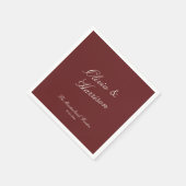 Deep Wine Classic Calligraphy Wedding Serviette (Ecke)