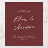 Deep Wine Classic Calligraphy Wedding Weinetikett (Einzelnes Label)
