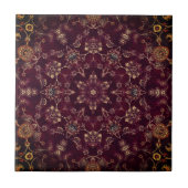 Deep Wine Maroon Burgundy Kaleidoscope Fliese (Vorderseite)