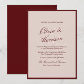 Deep Wine Old Money Calligraphy Wedding Invitation Einladung (Vorne/Hinten)
