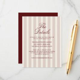 Deep Wine Old Money Striped Details Card Begleitkarte