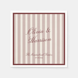 Deep Wine Old Money Striped Wedding Napkins Serviette