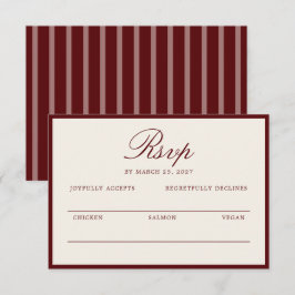 Deep Wine Old Money Wedding RSVP Card Begleitkarte