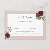 Deep Wine Old Money Wedding RSVP Card Begleitkarte (Vorderseite)