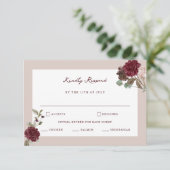 Deep Wine Old Money Wedding RSVP Card Begleitkarte (Stehend Vorderseite)