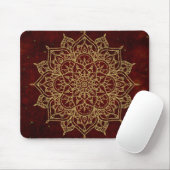 Deep Wine Red Mandala & Gold Glam Moderner Chic Mousepad (Mit Mouse)