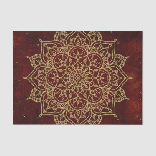 Deep Wine Red Mandala & Gold Glam Moderner Chic Seidenpapier (Vorderseite)