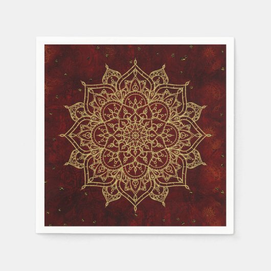 Deep Wine Red Mandala & Gold Glam Moderner Chic Serviette (Vorderseite)