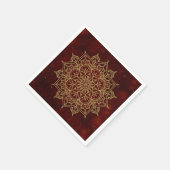 Deep Wine Red Mandala & Gold Glam Moderner Chic Serviette (Ecke)
