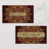 Deep Wine Red Mandala & Gold Glam Moderner Chic Visitenkarte (Vorne/Hinten)