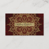 Deep Wine Red Mandala & Gold Glam Moderner Chic Visitenkarte (Vorderseite)