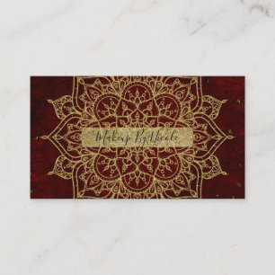 Deep Wine Red Mandala & Gold Glam Moderner Chic Visitenkarte