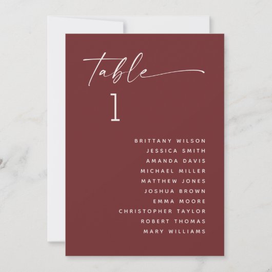 Deep Wine Red Wedding Seating Chart | Elegant Fall Einladung (Vorderseite)
