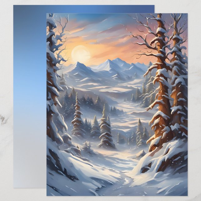 Deep Winter in the Mountains Scrapbook Paper (Vorne/Hinten)