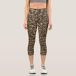 Deep Wood Camouflage Capri Leggings
